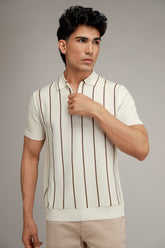 Zipper Striped Polo